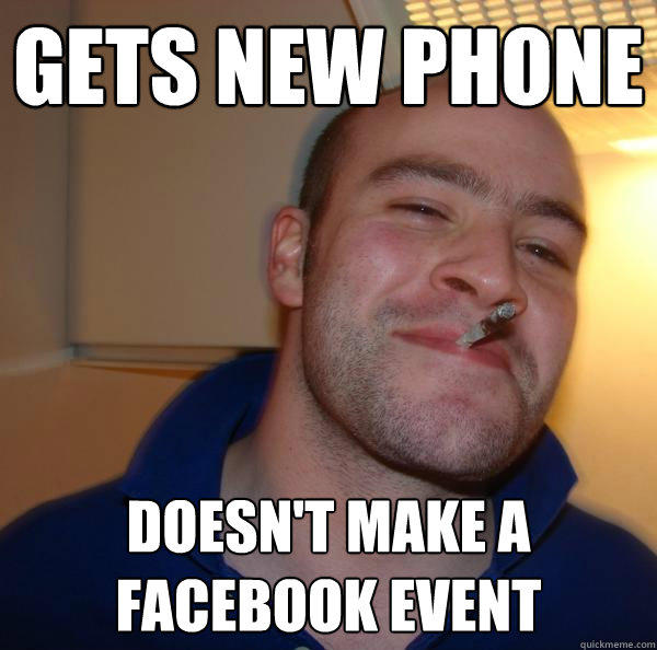 Gets new phone doesn't make a facebook event  