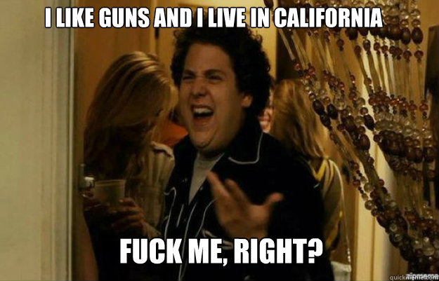 I like guns and i live in california FUCK ME, RIGHT?  fuck me right
