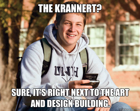The Krannert? Sure, it's right next to the Art and Design Building.  College Freshman