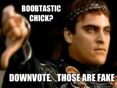 boobtastic chick? downvote.   those are fake  Downvoting Roman