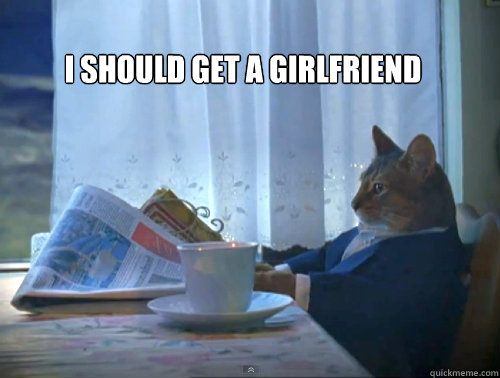 I should get a girlfriend  - I should get a girlfriend   The One Percent Cat