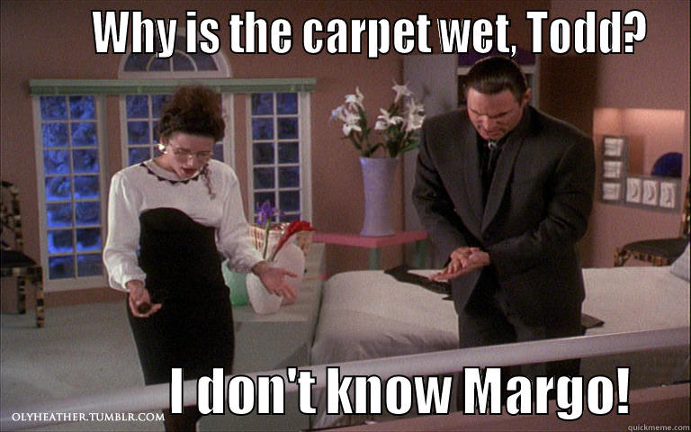        WHY IS THE CARPET WET, TODD?                   I DON'T KNOW MARGO!      Misc