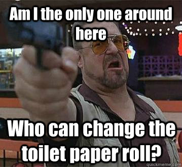 Am I the only one around here Who can change the toilet paper roll?    Pedantic Walter