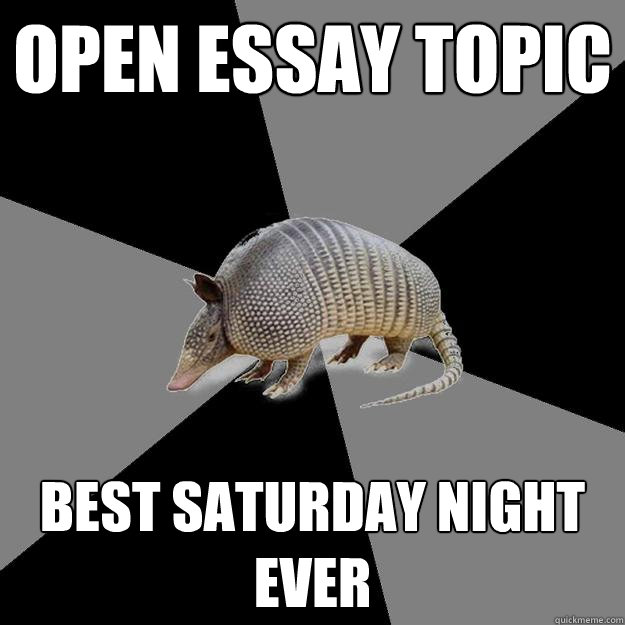 open essay topic best Saturday night ever - open essay topic best Saturday night ever  English Major Armadillo