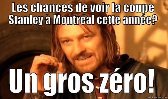 LES CHANCES DE VOIR LA COUPE STANLEY À MONTRÉAL CETTE ANNÉE? UN GROS ZÉRO! Boromir