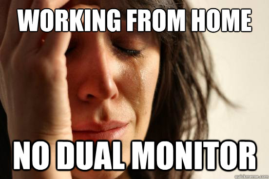 Working from home no dual monitor  First World Problems