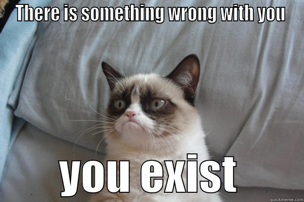 THERE IS SOMETHING WRONG WITH YOU YOU EXIST Grumpy Cat