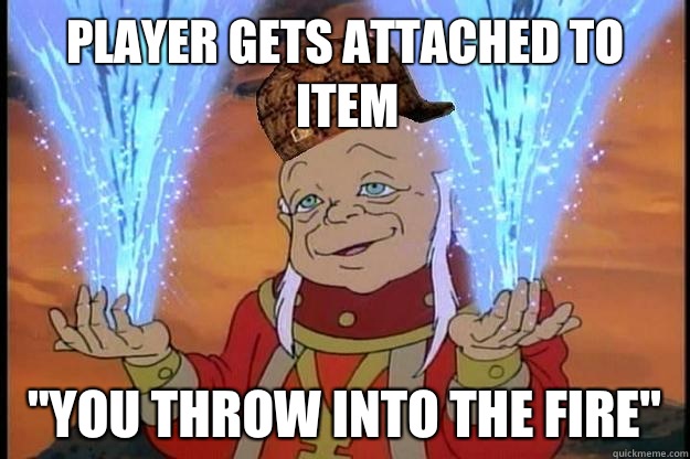 Player gets attached to item 