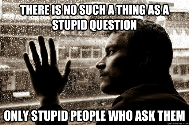 There is no such a thing as a stupid question Only stupid people who ask them - There is no such a thing as a stupid question Only stupid people who ask them  Overeducated problems