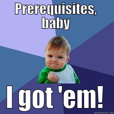 PREREQUISITES, BABY I GOT 'EM! Success Kid