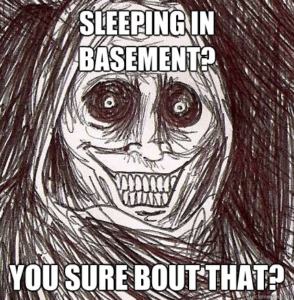 Sleeping in basement? you sure bout that?  Horrifying Houseguest