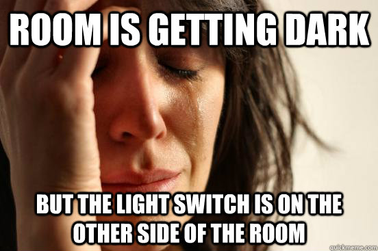 Room is getting dark But the light switch is on the other side of the room  First World Problems