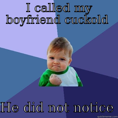  I CALLED MY BOYFRIEND CUCKOLD  HE DID NOT NOTICE Success Kid