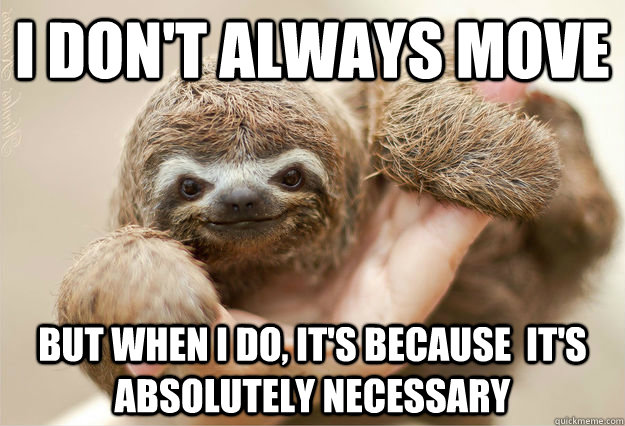 I don't always move but when i do, it's because  it's absolutely necessary - I don't always move but when i do, it's because  it's absolutely necessary  Sloth
