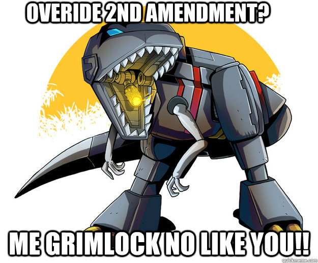 overide 2nd amendment? Me grimlock no like you!!  Grimlock No like You