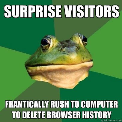 Surprise visitors Frantically rush to computer to delete browser history  Foul Bachelor Frog