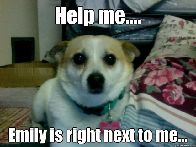 Help me.... Emily is right next to me...  Wide eyed Molly