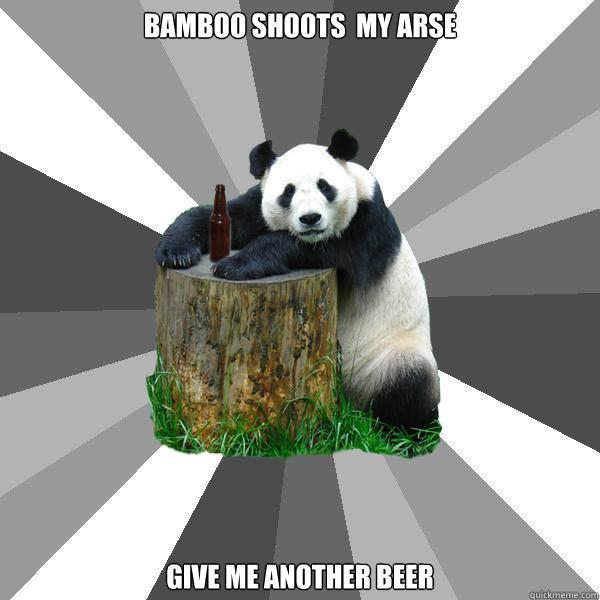 Bamboo shoots  my arse Give me another beer   Pickup-Line Panda