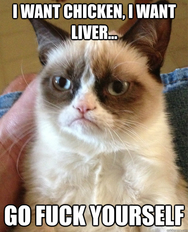 I want chicken, I want liver... go fuck yourself  Grumpy Cat