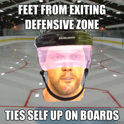 Feet from exiting defensive zone ties self up on boards  Scumbag EASHL Playah