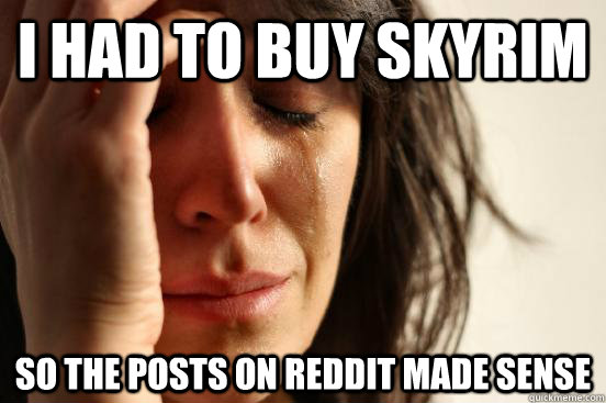 I had to buy skyrim so the posts on reddit made sense  First World Problems