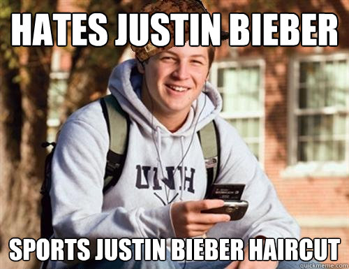 hates justin bieber sports justin bieber haircut  College Freshman