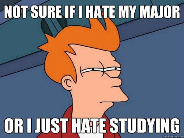 Not sure if i hate my major Or i just hate studying  Futurama Fry