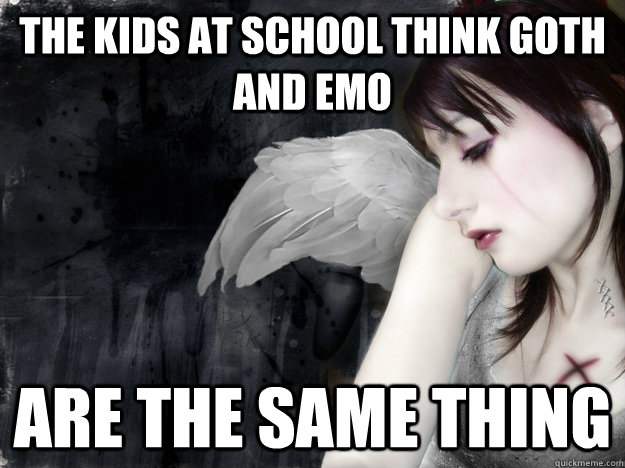 the kids at school think goth and emo are the same thing  
