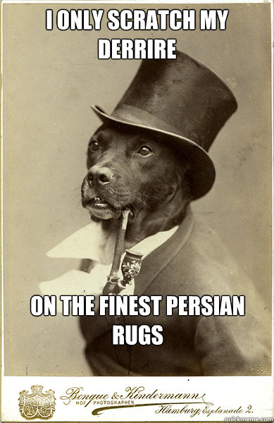 I ONLY SCRATCH MY derrière ON THE FINEST PERSIAN RUGS  Old Money Dog