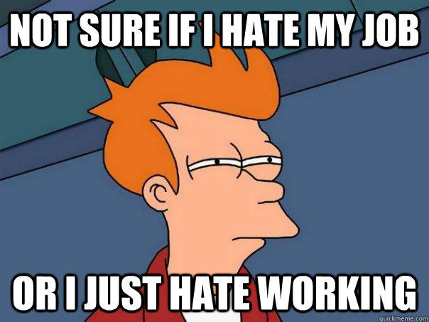 Not sure if I hate my job Or I just hate working - Not sure if I hate my job Or I just hate working  Futurama Fry