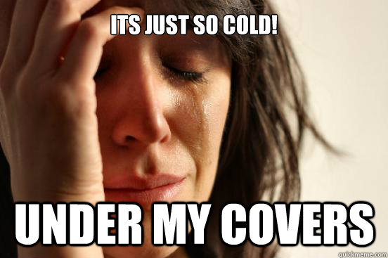 ITS JUST SO COLD! Under my covers  First World Problems