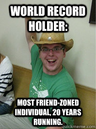 world record holder: Most friend-zoned individual, 20 years running.  