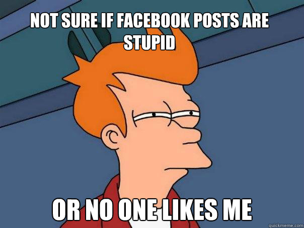 Not sure if facebook posts are stupid Or no one likes me  Futurama Fry
