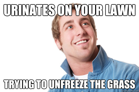Urinates on your lawn Trying to unfreeze the grass
  Misunderstood D-Bag