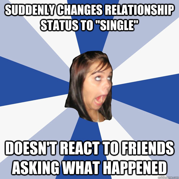 Suddenly changes relationship status to 