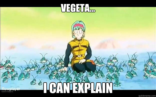 vegeta... i can explain - vegeta... i can explain  Distressed Bulma