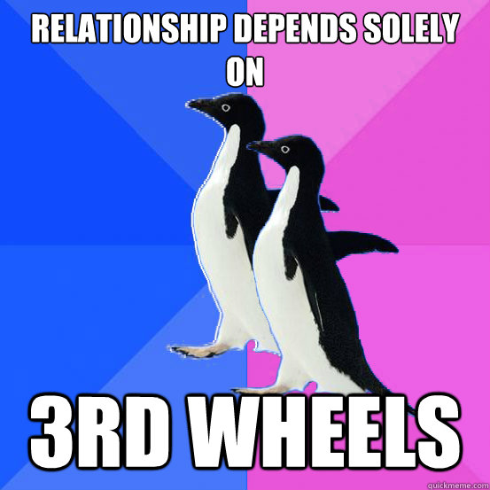 relationship depends solely on 3rd wheels  Socially Awkward Couple