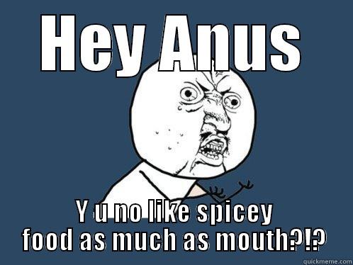 HEY ANUS Y U NO LIKE SPICEY FOOD AS MUCH AS MOUTH?!? Y U No
