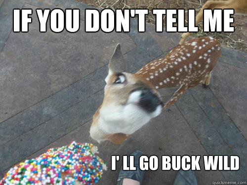 If you don't tell me  I' ll go buck wild  - If you don't tell me  I' ll go buck wild   Dafuq deer