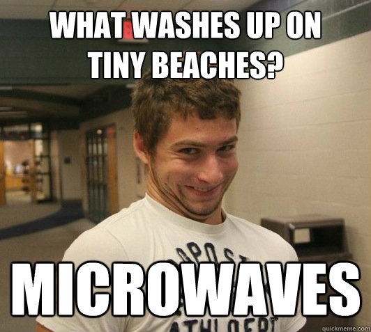 What washes up on
tiny beaches? Microwaves  