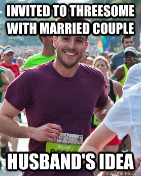 Invited to threesome with married couple husband's idea  Ridiculously photogenic guy