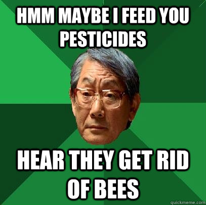 Hmm Maybe I feed you pesticides hear they get rid of Bees  - Hmm Maybe I feed you pesticides hear they get rid of Bees   High Expectations Asian Father