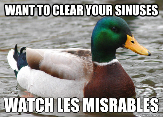 Want to clear your sinuses Watch Les Misérables  Actual Advice Mallard