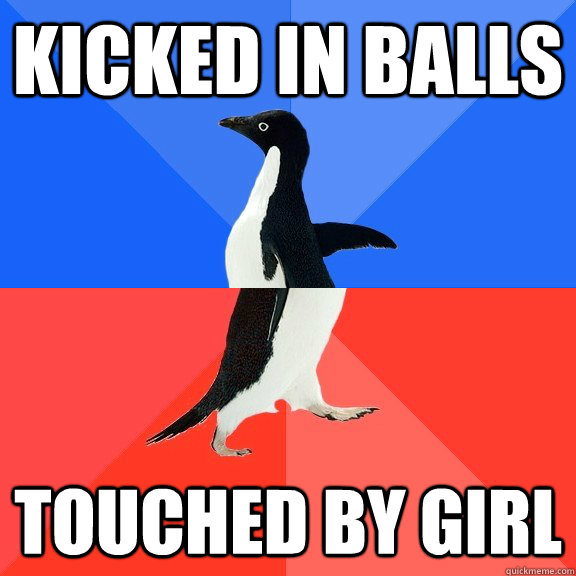 kicked in balls touched by girl  Socially Awkward Awesome Penguin