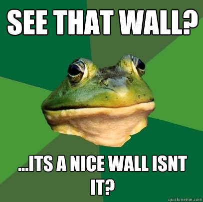 see that wall? ...its a nice wall isnt it? Caption 3 goes here  Foul Bachelor Frog