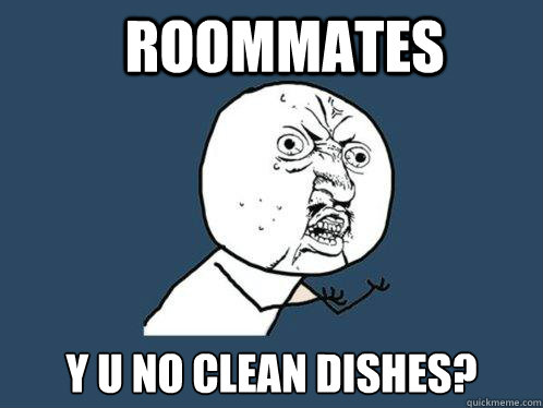 Roommates y u no Clean dishes?  Y U No