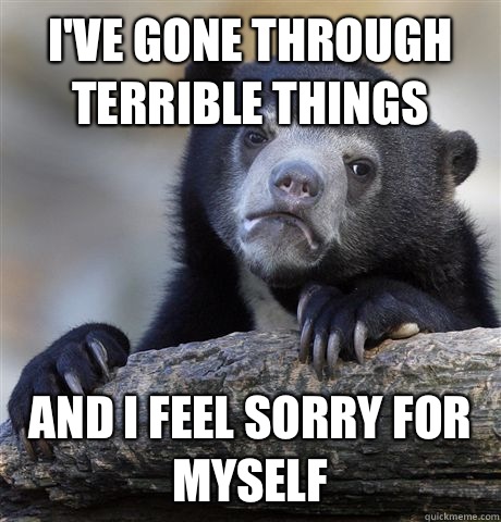 I've gone through terrible things And I feel sorry for myself  Confession Bear