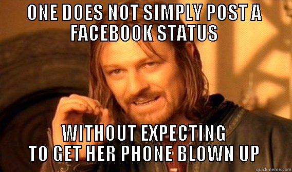 ONE DOES NOT SIMPLY POST A FACEBOOK STATUS WITHOUT EXPECTING TO GET HER PHONE BLOWN UP One Does Not Simply