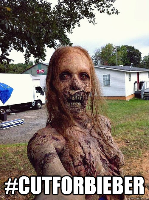  #cutforbieber -  #cutforbieber  zombie selfie