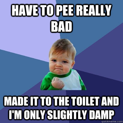 have to pee really bad made it to the toilet and I'm only slightly damp  Success Kid